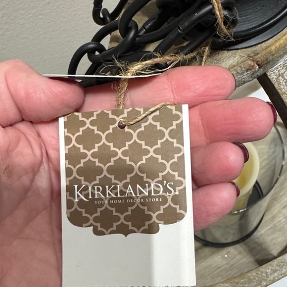 Kirklands Distressed Wood Lantern with Amber Glow - Picture 2 of 5